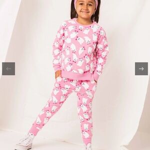 Bums & Roses Pink Ghost Halloween Lounge Set 18–24 Months